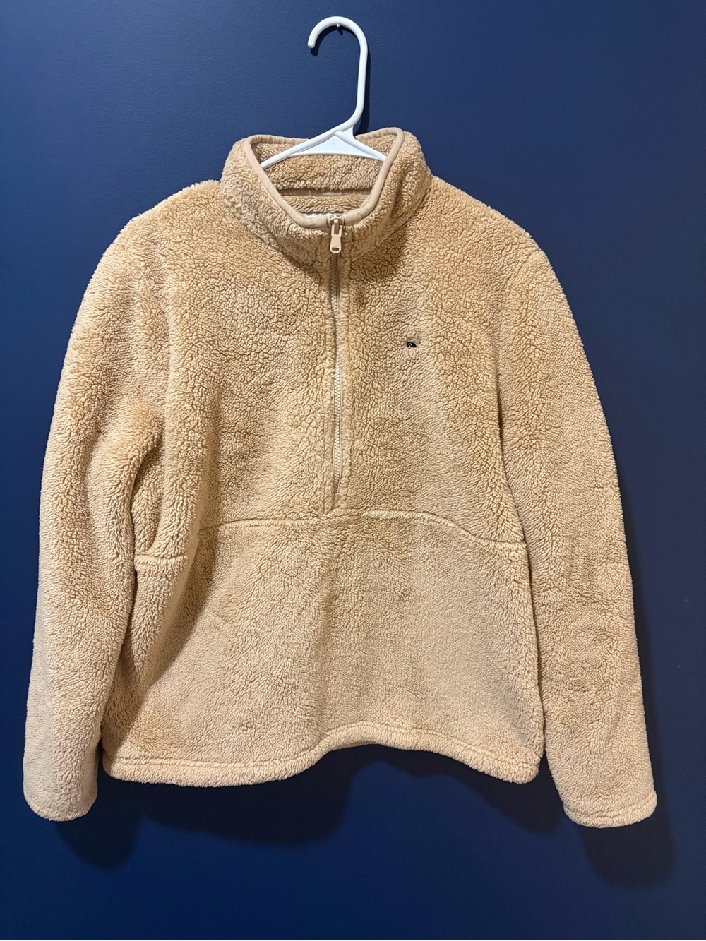 Vineyard Vines Tan Sherpa Half-Zip Pullover